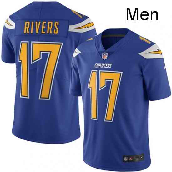 Men Nike Los Angeles Chargers 17 Philip Rivers Limited Electric Blue Rush Vapor Untouchable NFL Jersey